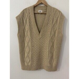 BDG Vest Beige Cotton Baggy Knit Oversized Sweater Women’s M EUC Grunge 90s